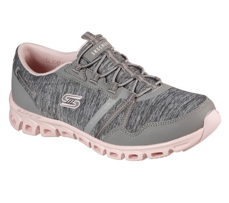 Skechers Dam Grå/Ljus Rosa Slip On - Glide Step - Stepping Up - Sverige (URIPO-9025)